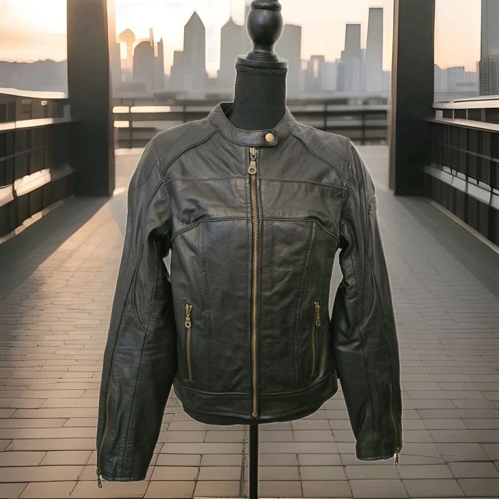Bilt Women's Leather Padded Biker Motorcycle Jacket Size Large